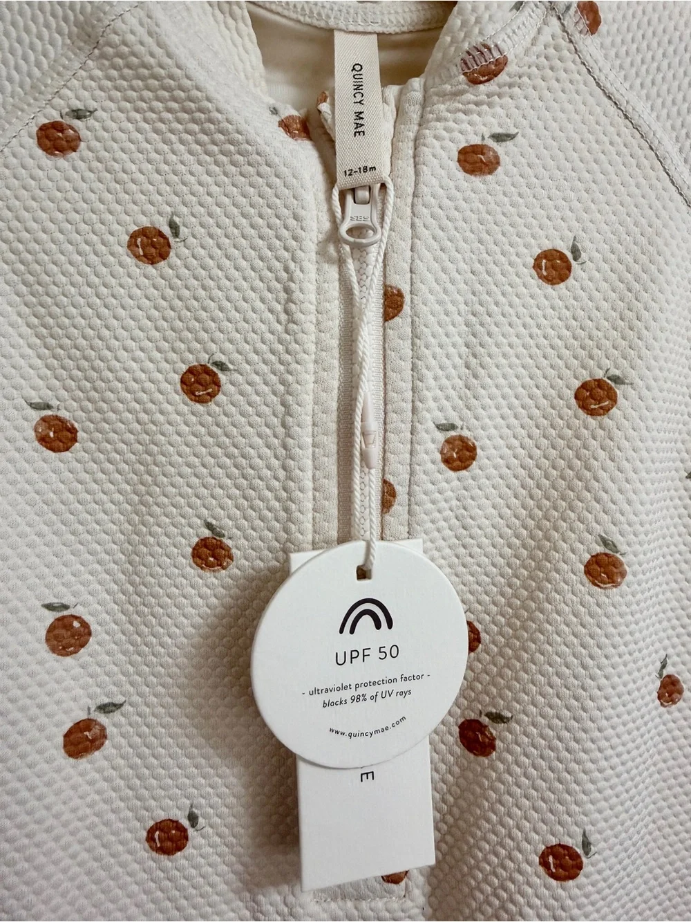 NWT QUINCY MAE ZIP RASHGUARD ONE-PIECE ORANGES 12-18m